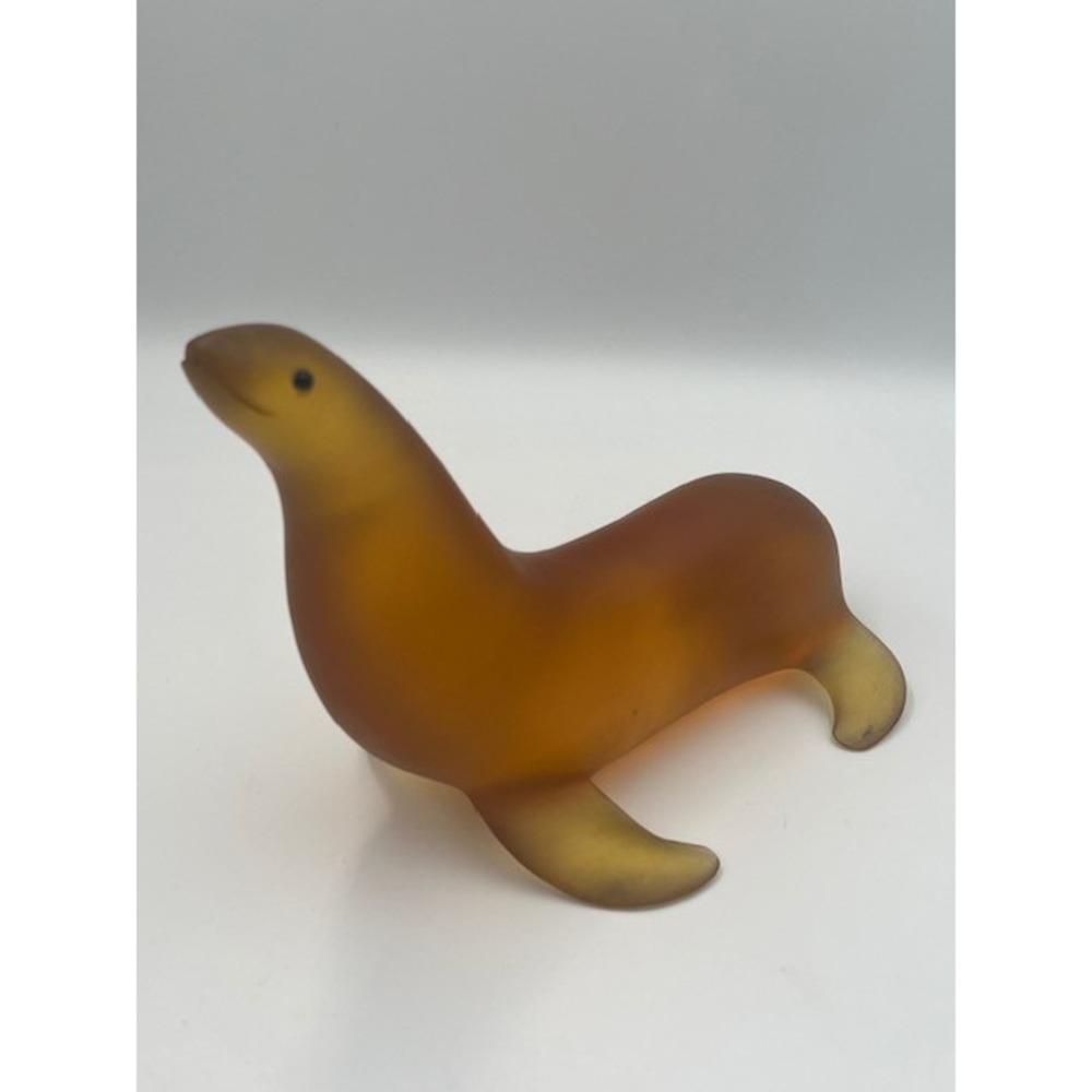 Vintage Sascha Brastoff Resin Seal Sculpture Signed Sascha B Amber MCM 7 inches